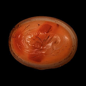 Roman Banded Agate Lion Attack Gemstone