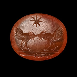 Roman Carnelian Gemstone with Cock Fight