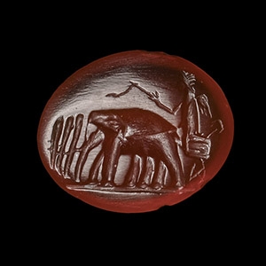 Roman Carnelian Elephant Chariot Gemstone