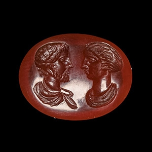 Roman Carnelian Gemstone with Opposed Busts