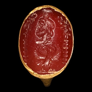 Roman Gold Ring with Serapis Gemstone