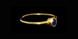Medieval Gold Bishops Finger Ring with Cabochon Sapphire