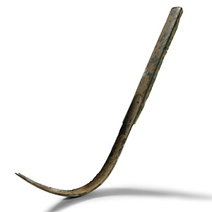 Roman Bronze Strigil with Leaf Design