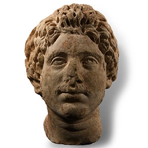 Roman Marble Head of a Germanic Warrior