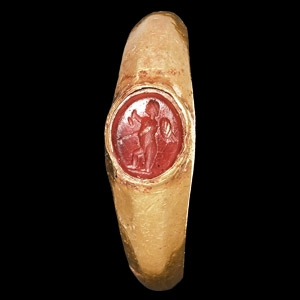 Roman Gold Ring with Winged Eros Gemstone