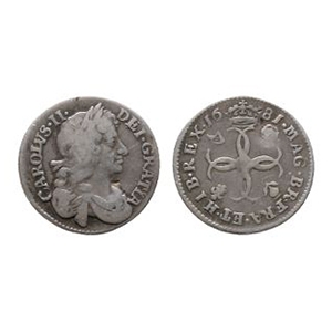 English Milled Coins - Charles II - 1681 - Fourpence