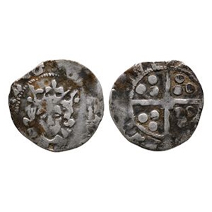 English Medieval Coins - Edward IV - Durham - Pellets by Crown AR Penny