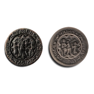 Large Medieval Bronze Round Seal Matrix for Mark, Matthew, Luke, John