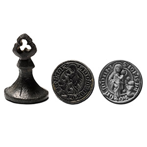 Medieval Bronze Round Seal Matrix for John Monk of Hoxne