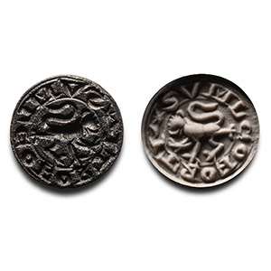 Medieval Bronze Round Seal Matrix with I am a Strong Lion
