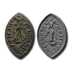 Medieval Bronze Vesica-Shaped Seal Matrix for Henry of Thorp