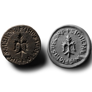 Large Medieval Lead Round Seal Matrix of Hugh