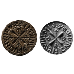 Large Medieval Lead Round Seal Matrix for Edmund son of William