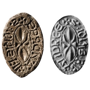 Large Medieval Lead Vesica-Shaped Seal Matrix for John son of Andrew