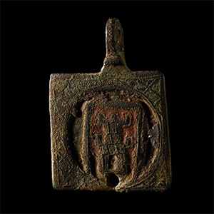 Medieval Knights Bronze Enamelled Heraldic Horse Harness Pendant with Castle Tower