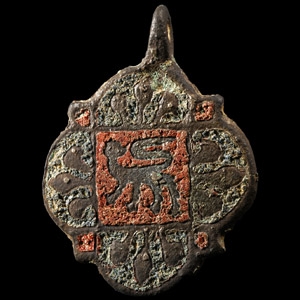 Medieval Knights Bronze Enamelled Heraldic Horse Harness Pendant with Royal Lion