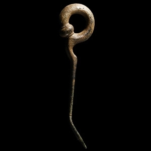 Iron Age British Celtic Bronze Decorated Ring-Headed Pin
