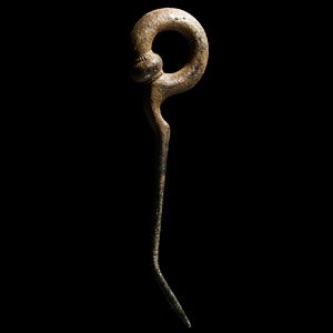 Iron Age British Celtic Bronze Decorated Ring-Headed Pin