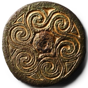Anglo-Saxon Gold Chip-Carved Bronze Roundel