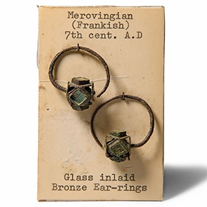 Merovingian Hattatt Bronze Openwork Earring Pair