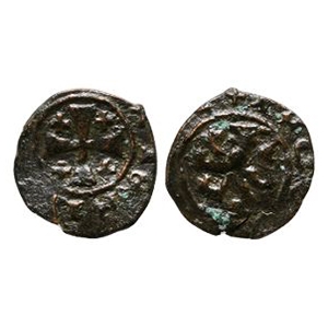 World Coins - Crusader Issues - Lusignan Kingdom of Cyprus - Janus - AE Denier