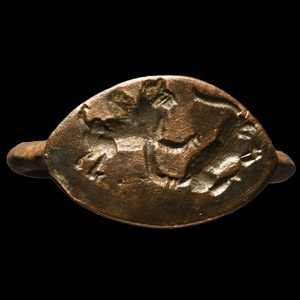 Parthian Bronze Ring with Attacking Gryphon