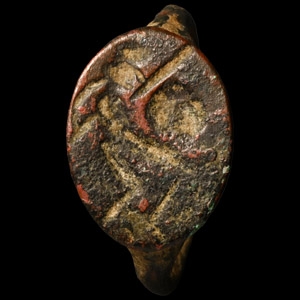 Hellenistic Bronze Ring with Warrior