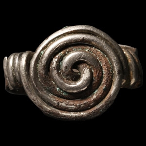 Merovingian Silver Ring with Coiled Bezel