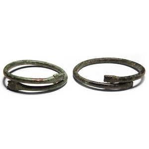 Western Asiatic Bronze Bracelet Pair with Dragon Head Terminals