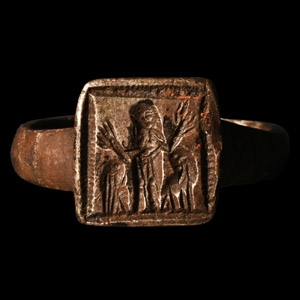 Byzantine Silver Ring with Saint