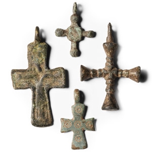 Byzantine Bronze Cross Pendant Group
