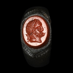 Roman Bronze Ring with Hercules Bust Gemstone