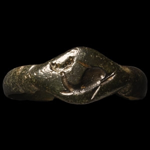 Roman Bronze Ring with Dolphin