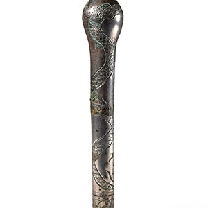 Elamite Silver Staff Terminal with Interlaced Dragons