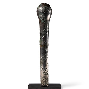 Western Asiatic Silver Staff Terminal with Interlaced Dragons