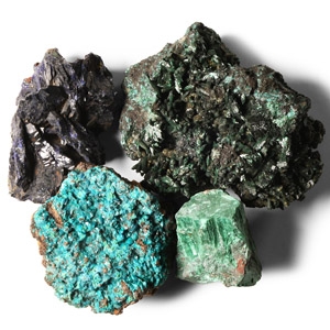 Natural History - Historic Malachite and Azurite Mineral Formation Collection
