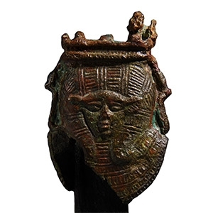 Egyptian Bronze Sistrum Handle Finial