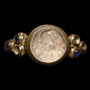 Post Medieval Bronze Ring with Bust Intaglio
