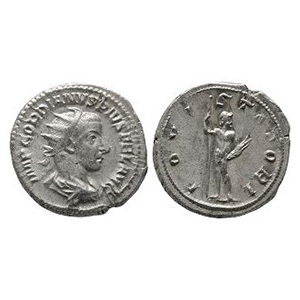 Ancient Roman Imperial Coins - Gordian III - Jupiter Standing AR Antoninianus
