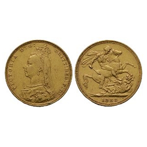 English Milled Coins - Victoria - 1888 - Gold Sovereign