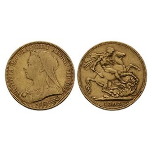 English Milled Coins - Victoria - 1893 - Gold Sovereign