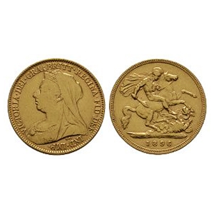 English Milled Coins - Victoria - 1896 - Gold Half Sovereign