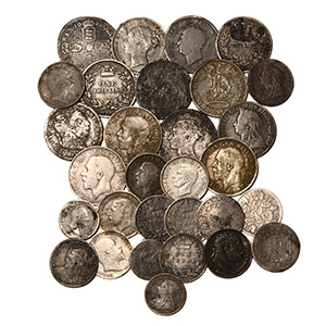 English Milled Coins - Pre 1947 Mixed Silver Coin Group [30]