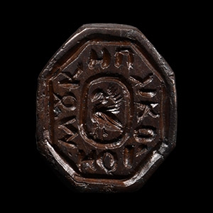 Large Byzantine Inscribed Bronze Glove Ring with Swan