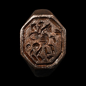 Medieval Bronze Ring with Horseman