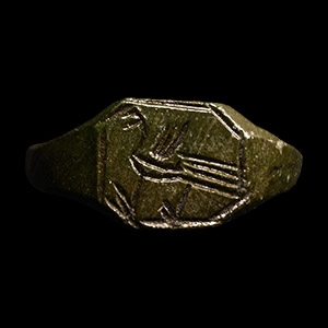 Byzantine Bronze Ring with Bird