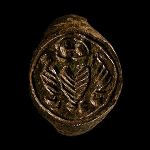 Tudor Period Bronze Ring with Heraldic Heart Motif