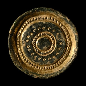 Anglo-Saxon Gold Chip-Carved Bronze Saucer Brooch
