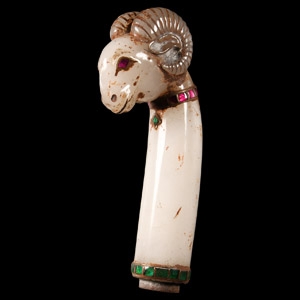 Stone Rams Head Dagger Handle with Rubies