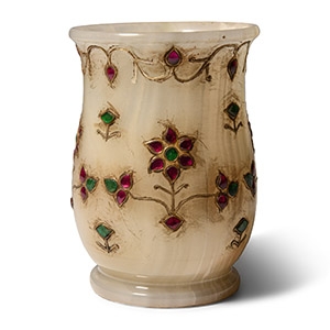 Stone Flower Vase with Rubies